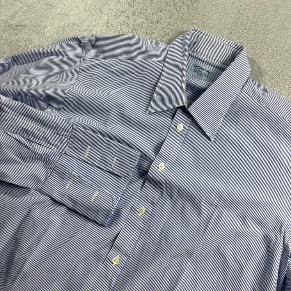 Hilditch & Key Bespoke Mens Blue White Striped Cotton Dress Shirt Jermyn St‎